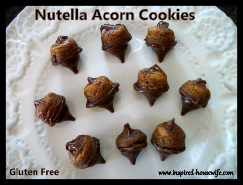 Inspired-Housewife: Fall Kid Fun Nutella Chocolate Kiss Snickerdoodle Acorn Cookies - Gluten Free