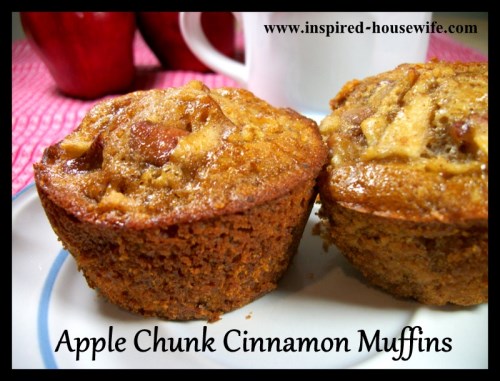 Inspired-Housewife: Apple Chunk Cinnamon Muffins - gluten free or regular - healthy - breakfast, tea time, or snack