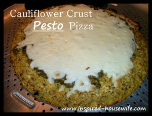 Cauliflower Crust Pesto Pizza (Gluten Free)