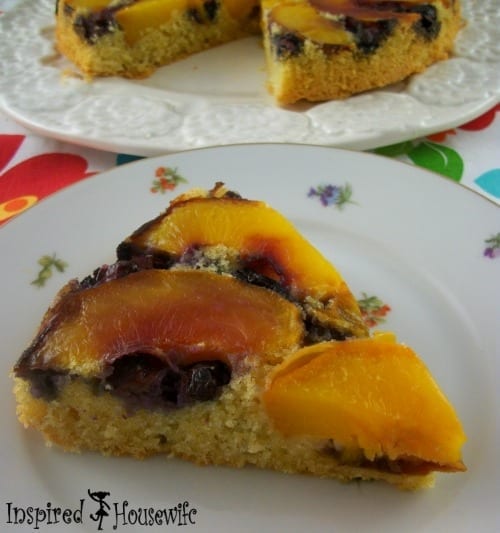 Blueberry and Peach Upside Down Breakfast Cake