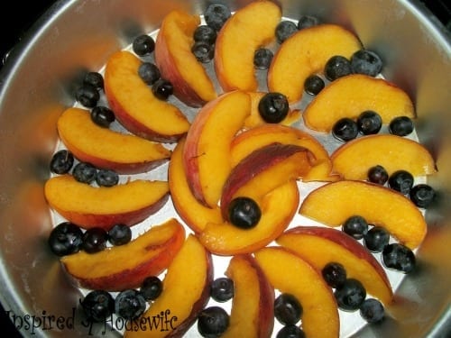 Blueberry and Peach Upside Down Breakfast Cake